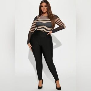 Fashion Nova, NWOT, high rise front panel.  Black slinky fabric.